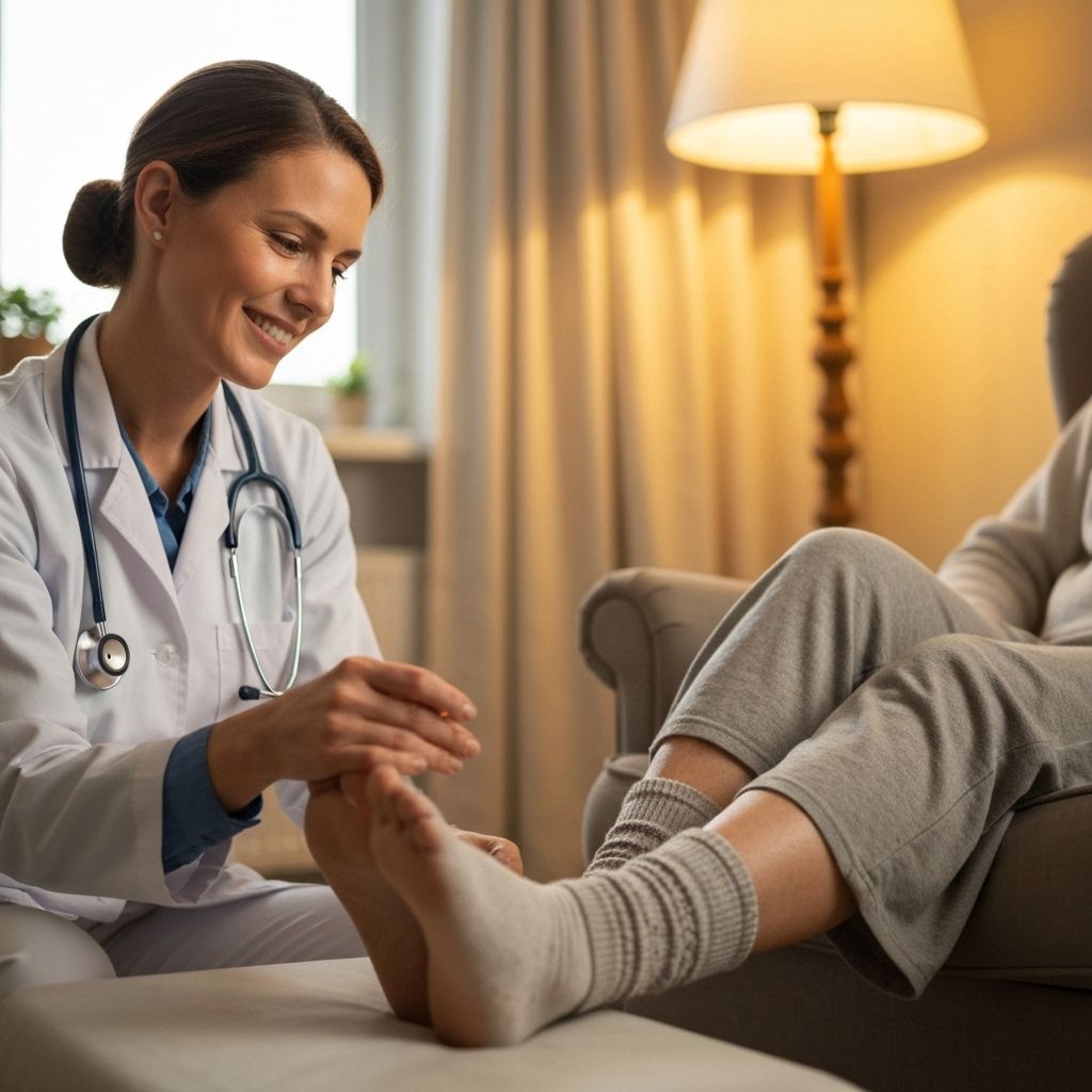 Healthcare professional providing neuropathy management in patient's home