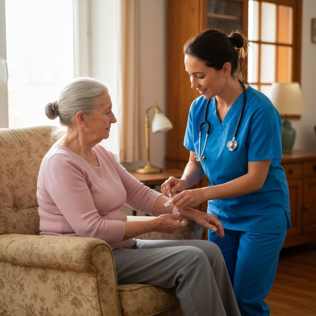 Healthcare professional providing advanced wound care in patient's home